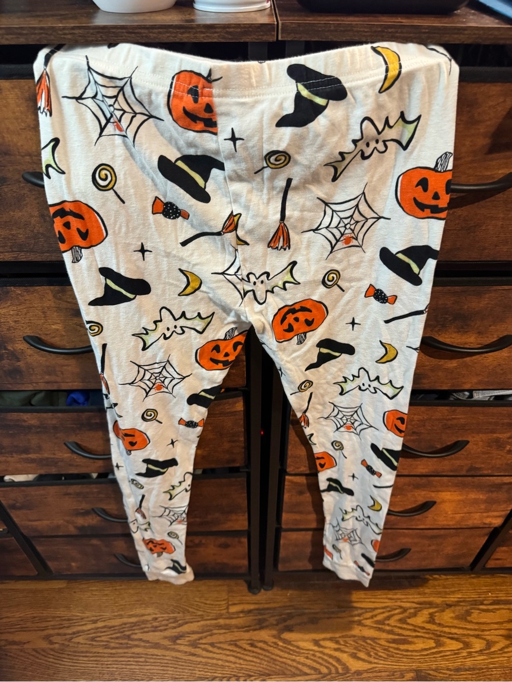 Carter's White Halloween Pumpkin & Witch Hat Kids Leggings